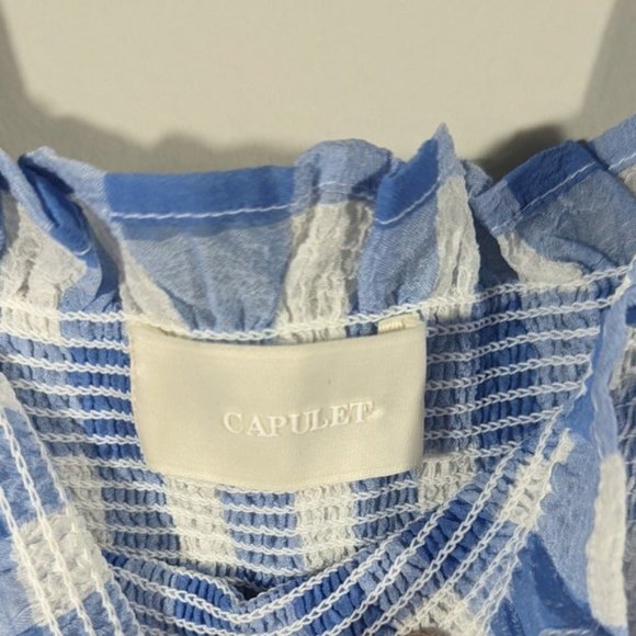 NWT Capulet Blue Gingham Ruched Mini Dress Women's Size XS - Picture 6 of 8
